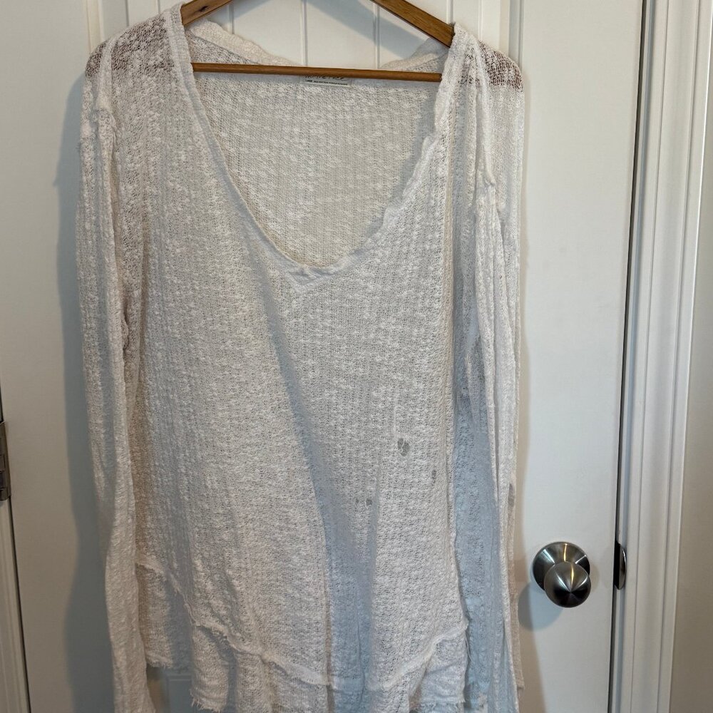 Free People knit white oversized long sleeve shirt